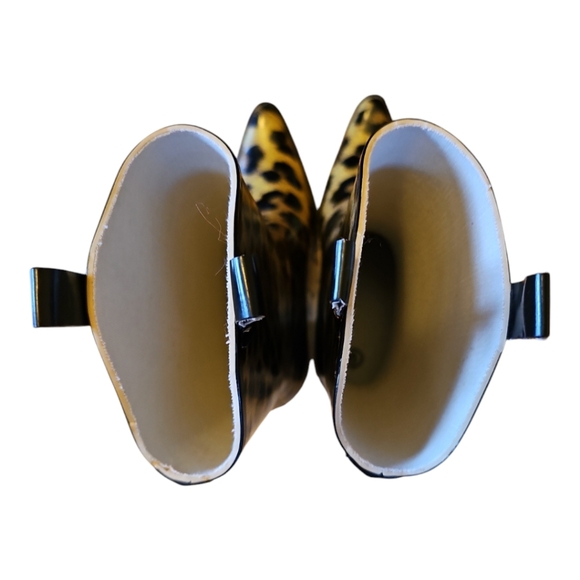 Trendy and Stylish Leopard Print Cowboy Style Rubber Rain Boots Euro S37 - Picture 6 of 10